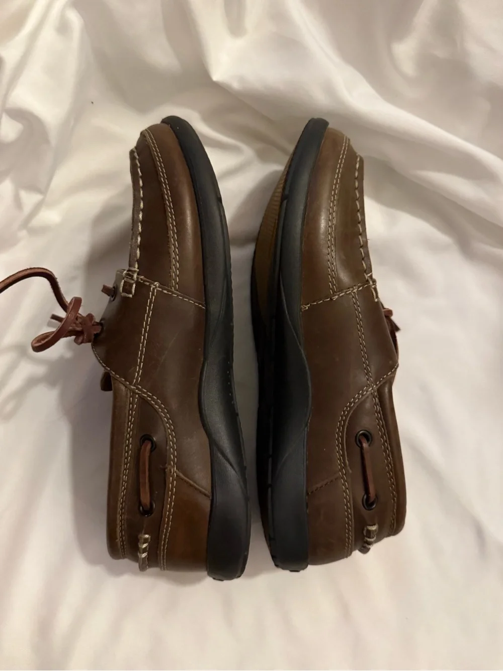 Like New CROCs Harborline Leather Moccasin Boat Shoes